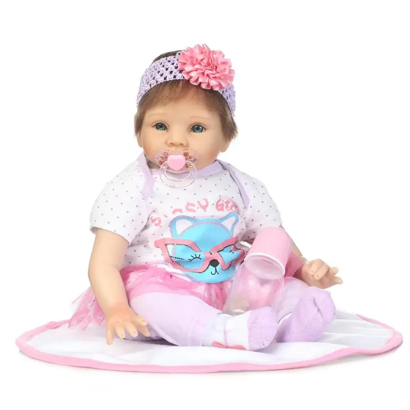 22 дюймов Детские реалистичные куклы-реборн Bebe Reborn Мягкая кукла из силикона для девочек игрушки Дети Рождество День рождения подарок на год