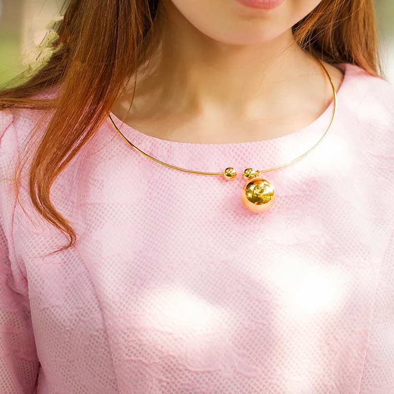 

Fashion Stainless Steel Set Arabic Gold/Silver Color Big Bead Pendant Choker Necklace & Bracelet Bangle Women Jewelry Set Gifts