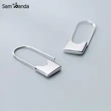 925 стерлингового серебра Простой полый бумажный зажим сладкий замок длинный участок серьги гвоздики для женщин Модный Серебряный подарок