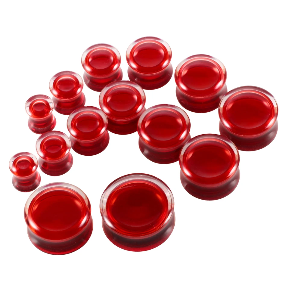 Piercing Jewelry 1 Pair Acrylic Double Flared Ear Flesh Tunnels Plugs Red Liquid Ear Gauges Earring Expander 8mm-25mm