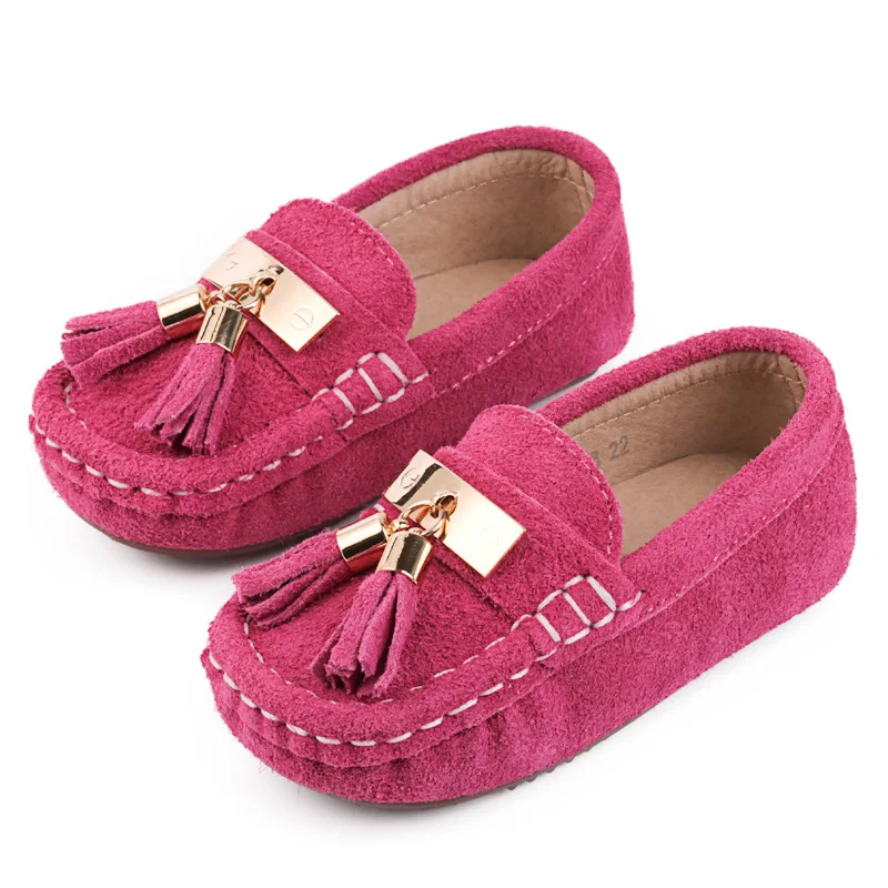 Tassel Toddlers Kids Moccasin Leather Shoes Slip on Little Boys Girls