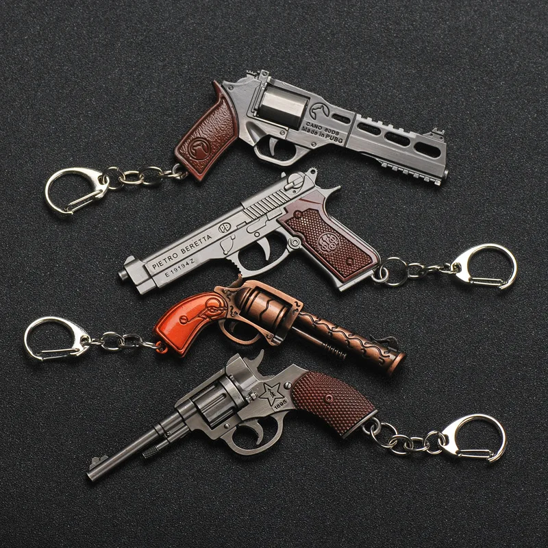 Game PUBG P92 Sand Eagle Pistol Revolver Keychain man Weapon Model Pubg Key Ring For Game Lover Gift Of High Quality Jewelry Game PUBG P92 Sand Eagle Pistol Revolver Keychain man Weapon Model Pubg Key Ring For Game Lover Gift Of High Quality Jewelry