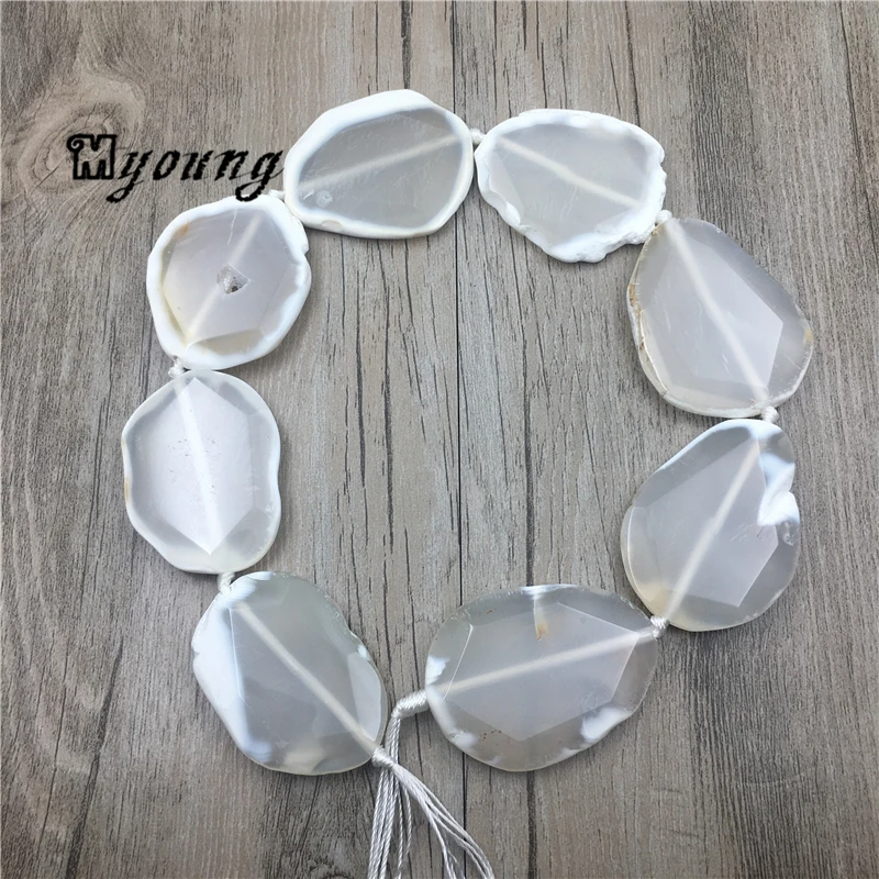 

Faceted Clear Agates Quartz Slice Pendant Beads With White Edges,Freeform Nature Stone Slab Agates Beads MY1536