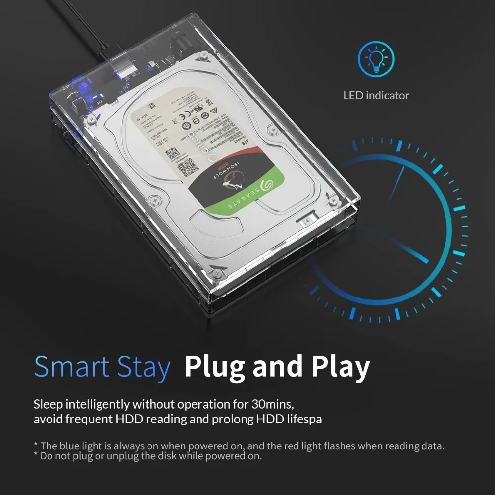 ORICO SATA to USB3.0 HDD Enclosure High Speed 5Gpbs Transparent 3.5 Inch Hard Disk Case Support UASP HDD Docking Station ORICO SATA to USB3.0 HDD Enclosure High Speed 5Gpbs Transparent 3.5 Inch Hard Disk Case Support UASP HDD Docking Station