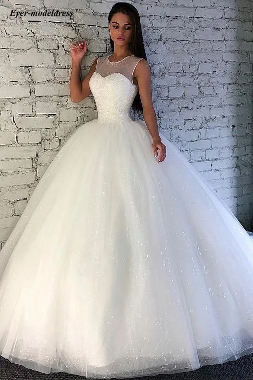 crystals-ball-gown-illusion-neckline-bridal-dress-with-sequin-tulle-skirt