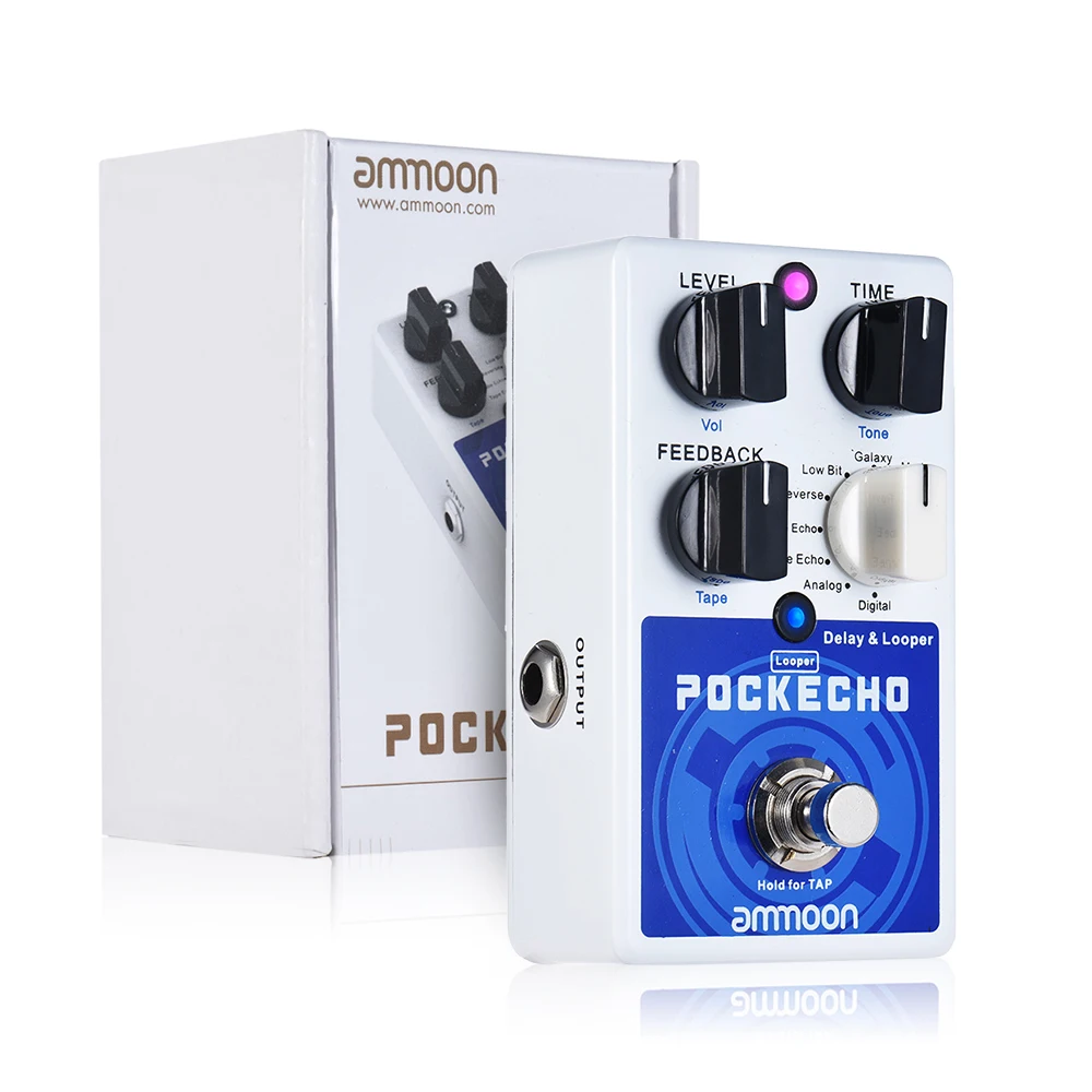 Педаль для гитары ammoon POCKECHO с задержкой и 8 задержками Max.300s функция циклического
