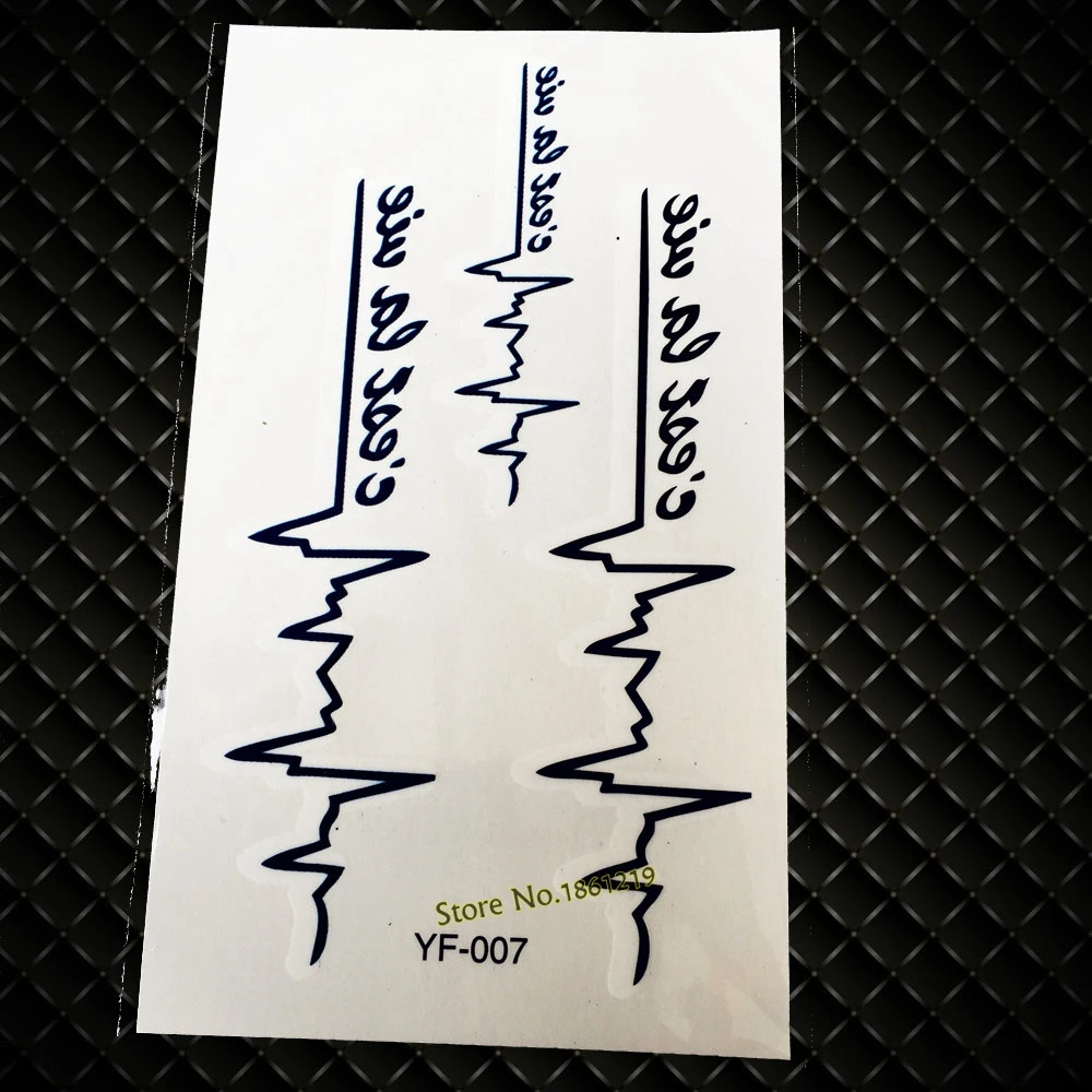 036 20 De Réductionjetable Noir Bleu Flash Faux Tatouages Vague De Gyf 007 Ecg Battements De Coeur Conception Sexy Femmes étanche Tatouage Boîtes