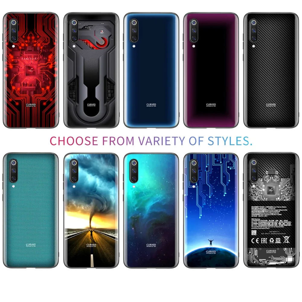 GKK luxury Case for Xiaomi mi 9 Case Tempered Glass Back HD Patterned Soft Edge TPU Silicone Phone Cover for Xiaomi mi 9 Coque