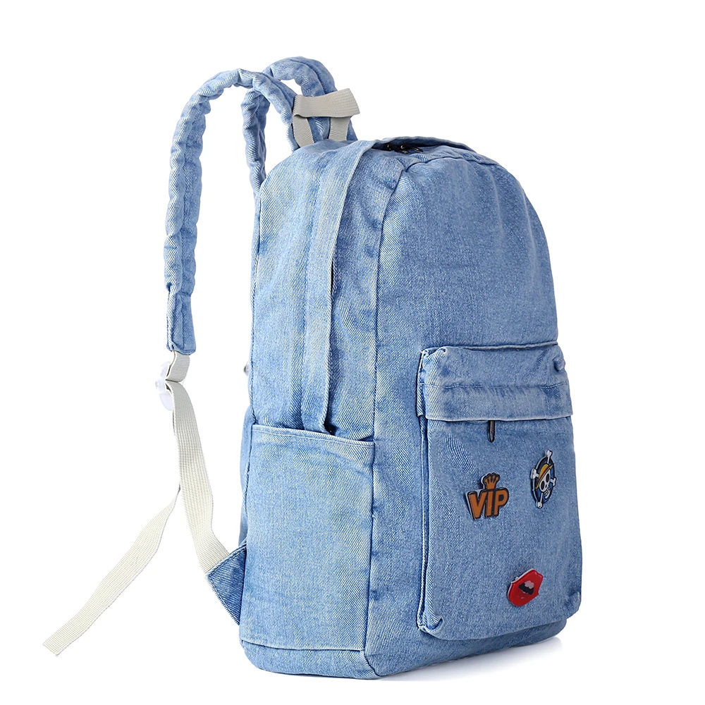 PECKHAMRYE 2017 Denim Backpack Women canvas blue School bag cute child