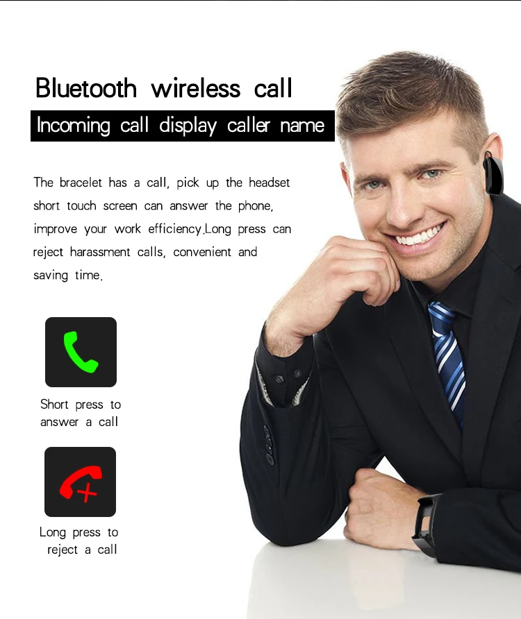 Новинка, b31, Смарт часы, мужские с bluetooth наушниками, цветной сенсорный экран, музыка, спорт, здоровье, женский браслет, android ios