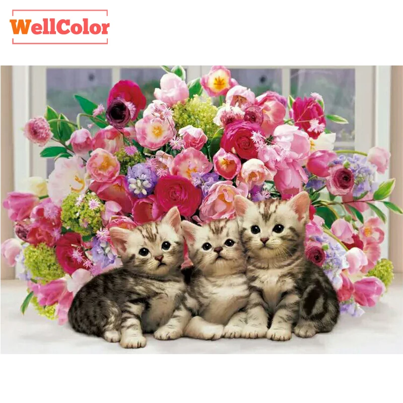 

Patterns Rhinestones Needlework Diamonds Mosaic 3D Pictures Diamond Embroidery Cats Full Drill Resin 5D Diy Diamond Painting