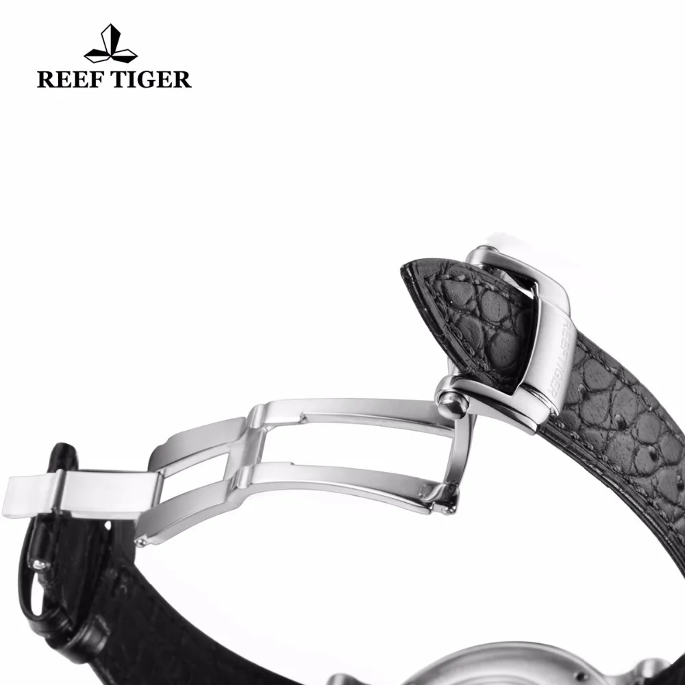 Reef Tiger/RT Tourbillon дизайнерские часы наивысшего качества Дата День телячья кожа водонепроницаемые часы мужские Relogio Masculino RGA191