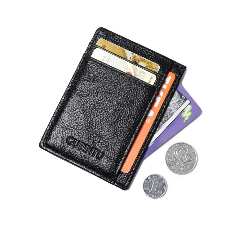 GUBINTU, солидный Мужской кошелек для кредитных карт, Мужская мягкая посылка для карт, настоящая коровья кожа, карман для монет, короткий кошелек, тонкий чехол для карт