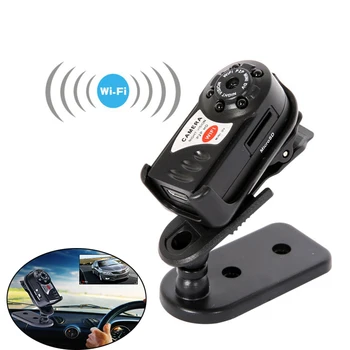 

Q7 Mini Camera HD 720P Wifi Infrared Night Vision Small Camera DV DVR Wireless IP Cam Video Camcorder Recorder Base Holder