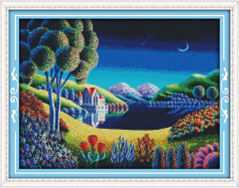 

Fantastic scenery(1) Counted Cross Stitch 11CT Printed 14CT Set DIY Chinese Cotton Cross-stitch Kit Embroidery Needlework