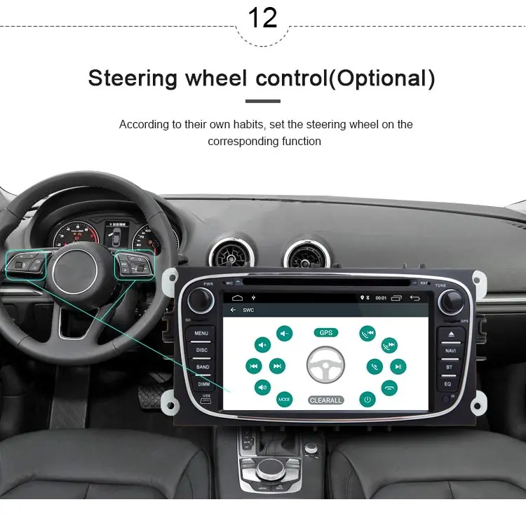 Best JDASTON Android 8.1 Car Multimedia Player For FORD Focus 2 S-MAX Mondeo C-MAX Galaxy Fiesta 2 Din Car Radio GPS Navigation DVD 13