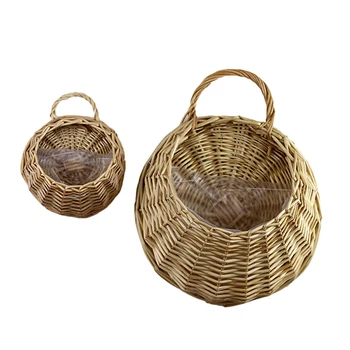 

Wall Hanging Natural Wicker Flower Basket Flower Pot Planter Rattan Vase Basket Home Garden Wall Decoration Storage Container