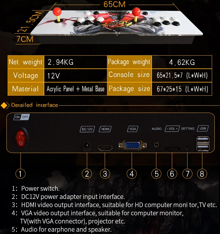 3D коробка для iPhone 6S plus/9/9 S видео игры 1388/1660/2070//2200 Пандоры Аркады видео Игровая приставка пауза ТВ ПК PS3 монитор HDMI VGA USB