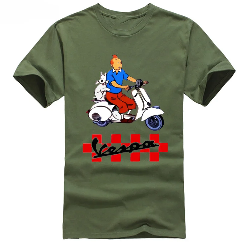 TINTIN VESPA футболка с рисунком новая мужская Sze S до 3XL|Футболки| |