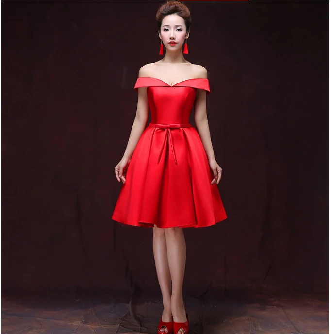 2018 вечернее платье Красный невесты плечо платье красные платья подружек невесты Большие размеры Элегантный бордовый Бесплатная доставка