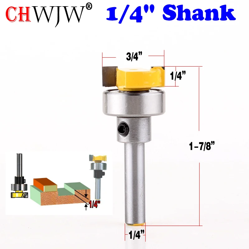 1 pc 1/4" Shank Top Bearing 1/4" Blade Flush Trim Pattern Router Bit