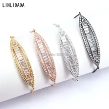 10 шт. дизайн моды нескольких цветов арочные Micro Pave CZ Шарм Разъем Регулируемая цепь макраме браслет для женщин