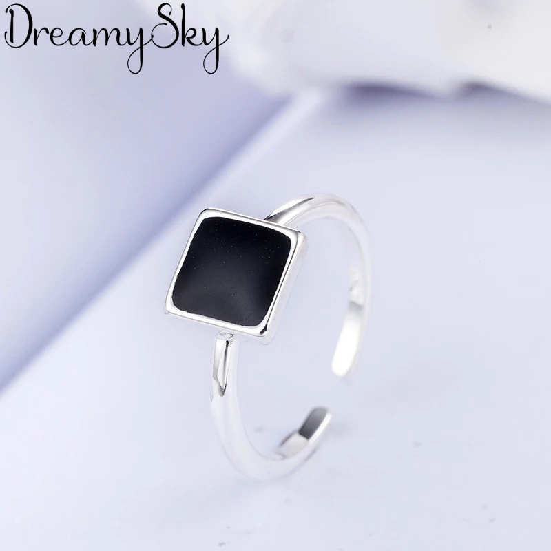 

Romantic Style Bohemian Square 925 Sterling Silver Rings For Women Girls Gift New Trendy Vintage Big Punk Ring Wholesale