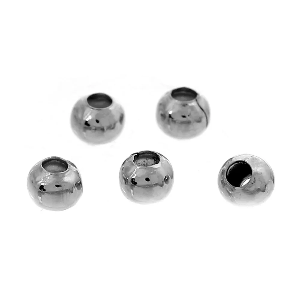 DoreenBeads 250 шт. гладкие шарики серебряного цвета разделители бусины диаметром 3