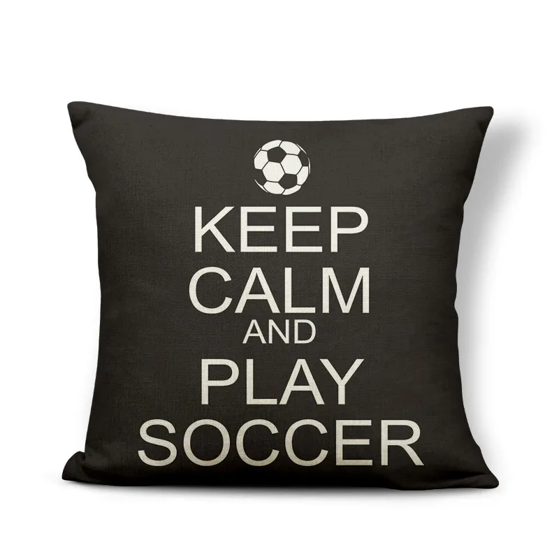 45CM CUSHION COVER FOOTBALL BLUE BLACK GREEN COTTON BLEND HANDMADE IN UK 18/"
