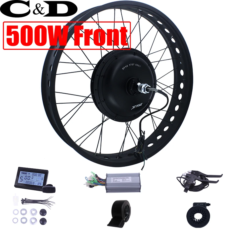 Top Fatbike 36V 48V 500W Front XF40 motor MXUS brand ebike kit Electric bike conversion kit without battery LED LCD display optional 0