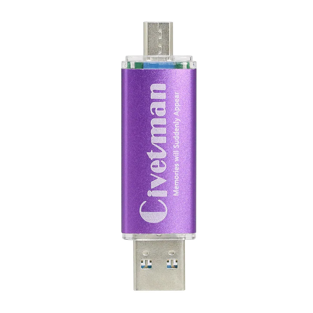 Civetman флеш-накопитель USB 3,0, металл, OTG, для телефона Android, высокоскоростной USB флеш-накопитель, 16 ГБ, 32 ГБ, 64 ГБ, 128 ГБ, флеш-накопитель, карта памяти - Цвет: Purple