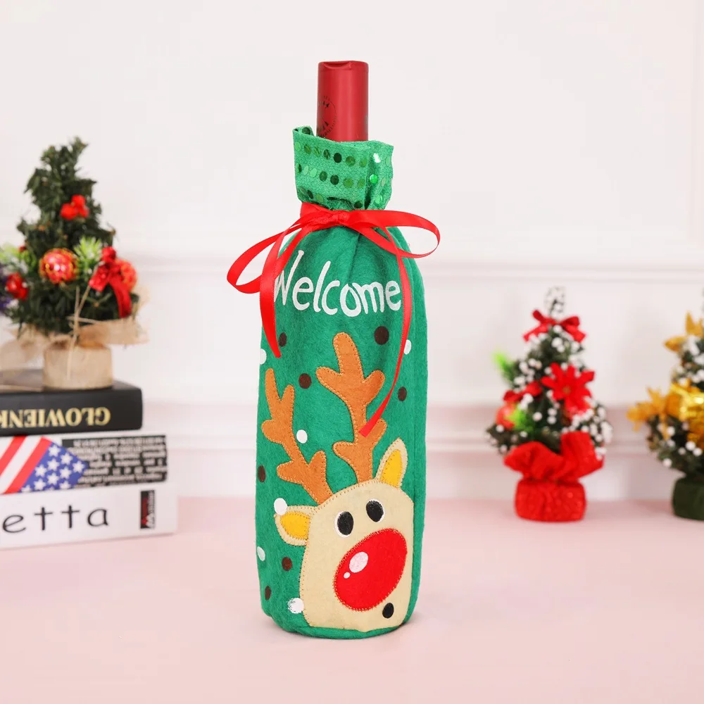 44 вида Рождественская крышка для бутылки с красным вином сумка для украшения дома Санта Снеговик олень стиль бутылки шампанского Декор новогодний мешок подарок - Цвет: Style 37