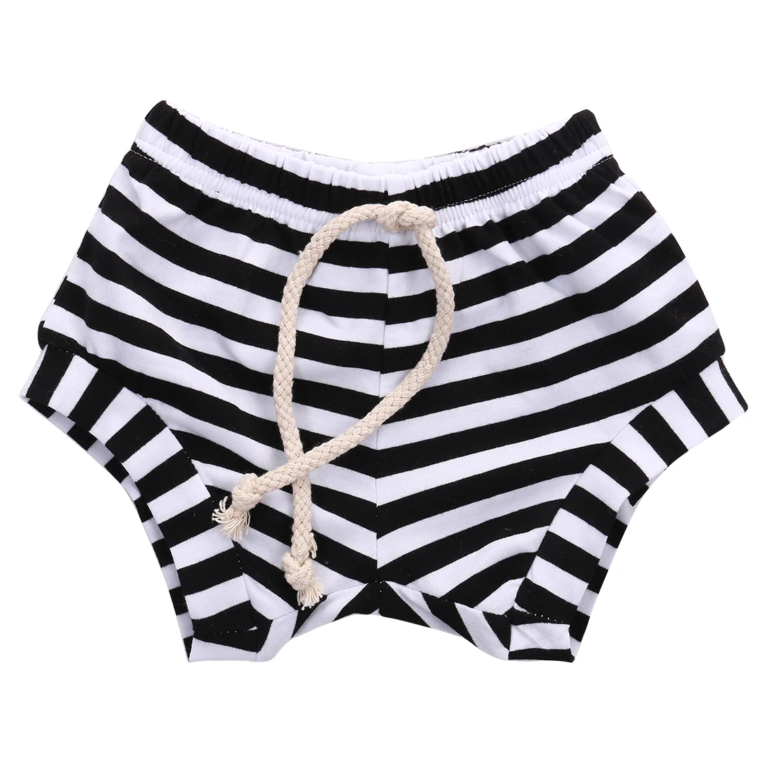 Cute baby lantern pants casual toddler boy girl shorts simple striped Jogging hot pants - Цвет: Черный