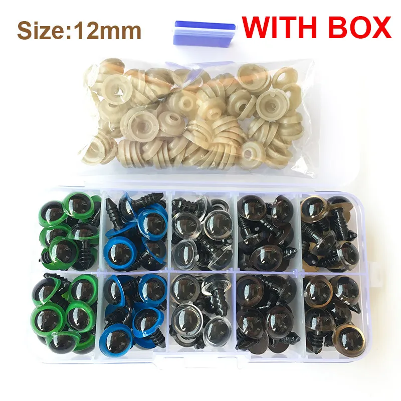 50 Pairs 10mm/12mm Mix Color Plastic Safety Eyes High quality Cute For Teddy Bear Stuffed Toys Snap Animal Dolls Gifts with Plug 7