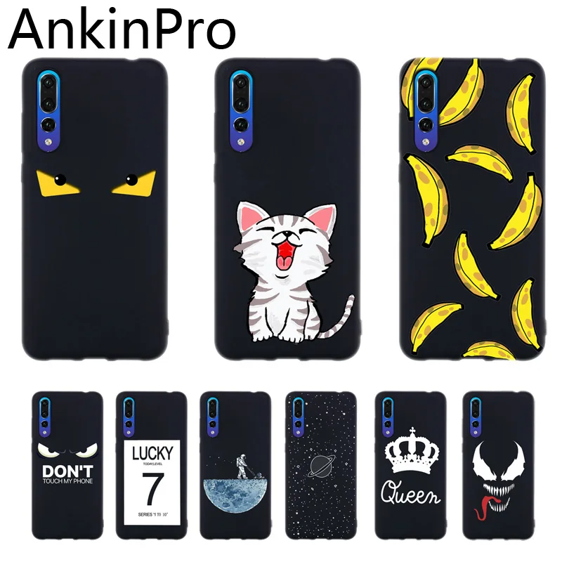 Soft Silicone Case For Huawei P20 P10 P30 Pro Lite Plus Black Cover Phone TPU Protective Back Cases Cat Dog Girl Woman AnkinPro | Мобильные