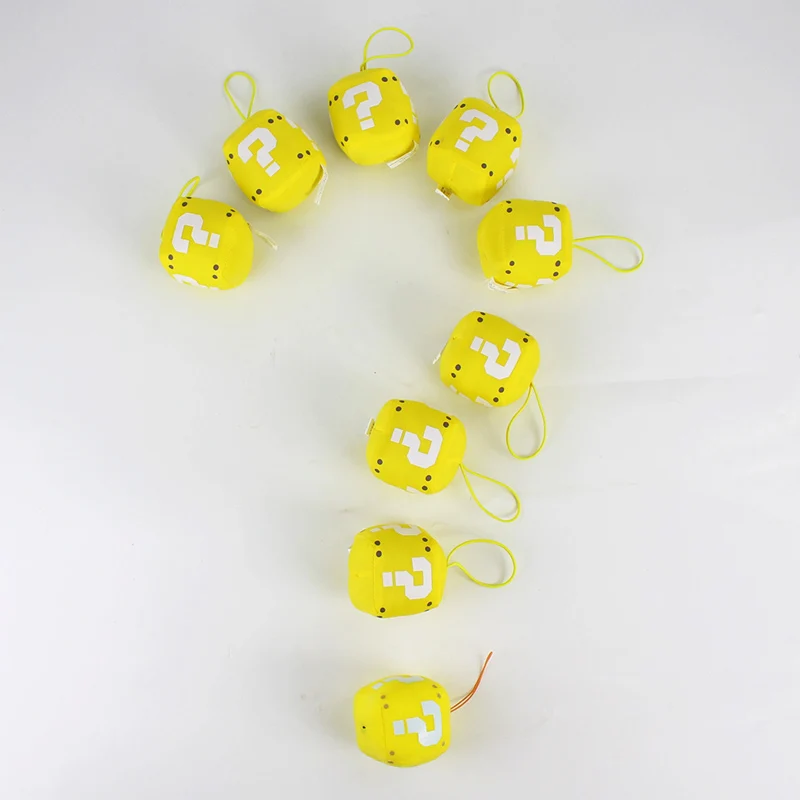 

6cm Super Mario Bros Question Mark Plush Doll Soft Stuffed Yellow Pendant Toys