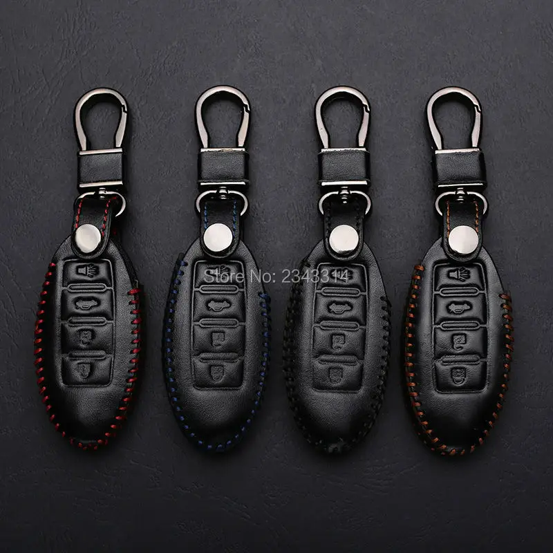 Hand Stitched Leather 3/4 Button Car Keychain Key Fob ...