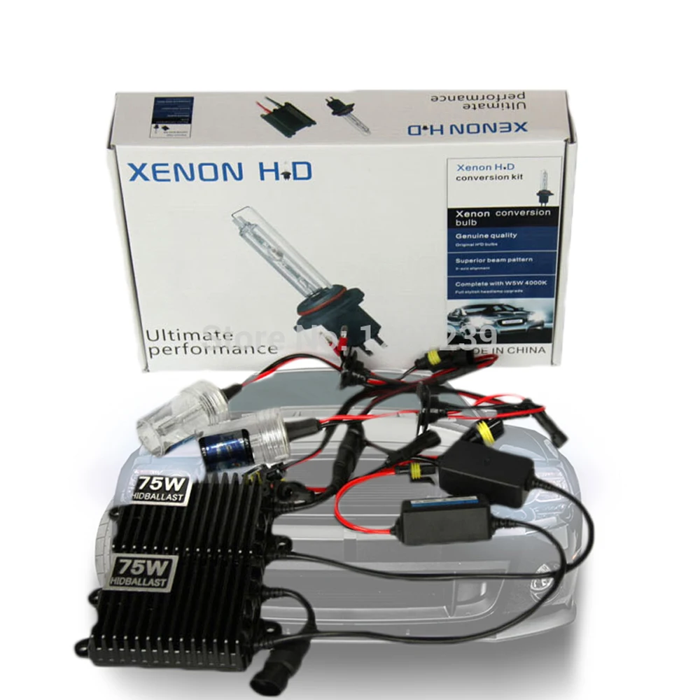 

75W hid xenon kit xenon ballast car headlight auto lamp h1 h4 h7 h8 h11 hb3 hb4 h13 9007 9008 bulb white color 6000k