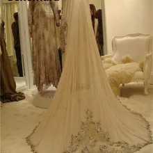 Романтическая свадебная вуаль цвета шампанского один слой кружева аппликация Тюль свадебная вуаль свадебные аксессуары с гребнем цвета слоновой кости белый