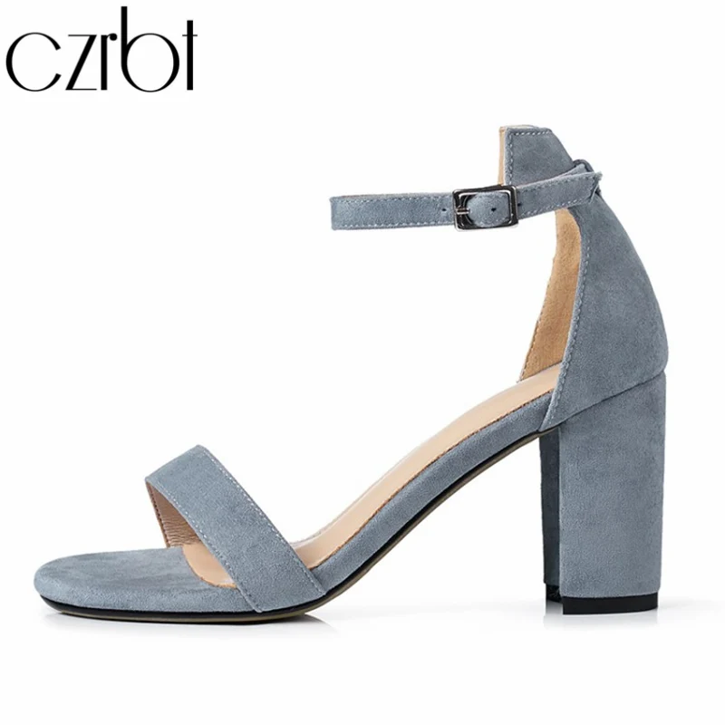 

czrbt 2019 Summer New Shoes Women Fashion Sexy Pearl Buckle High Heels Women Sandals Casual Non-Slip Wearproof sandalia feminina