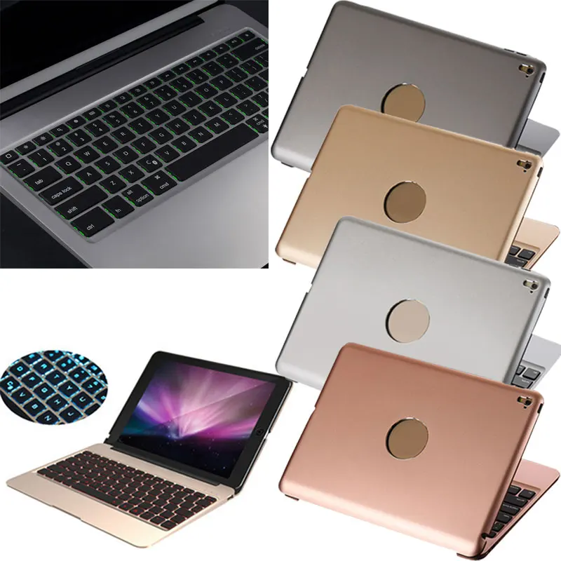 Seven Colors LED Backlight Wireless Bluetooth Keyboard Aluminum Body + Stand Cover Case For iPad Pro 12.9inch Great Deal EM88