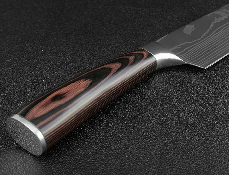 Высокое качество 440C немецкий кухонный нож дамасский лазерный узор универсальный нож шеф-повара EDC Кливер филе Santoku лучший кухонный инструмент