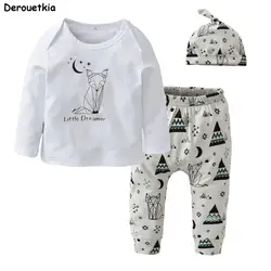3 шт./компл., одежда для маленьких мальчиков Комплекты осенней одежды для новорожденных девочек топы с рисунком для малышей, футболка + штаны