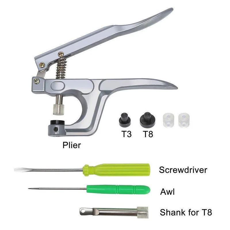 

150Pcs/Set Plastic Snaps Hand Held Pliers Tool Kit with Buttons 15 Colors T5 Hogard OC10