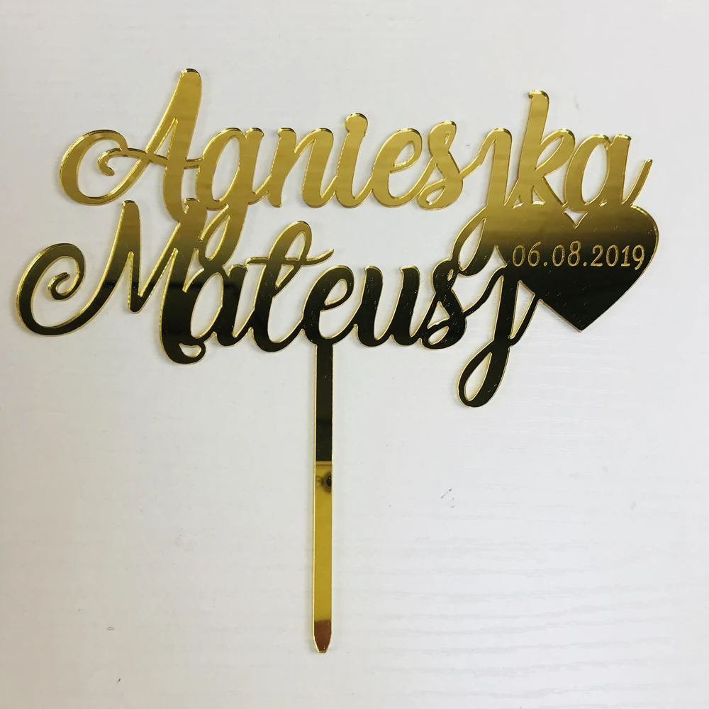 Personalized wedding cake topper,Custom Bride & Groom names with date cake topper,Mr and Mrs Wedding cake topper Decor Supplies