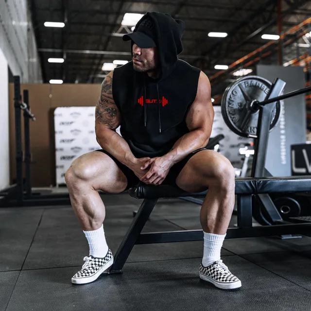 

Europe and the United States new sports hooded vest men's fitness vest running training suit