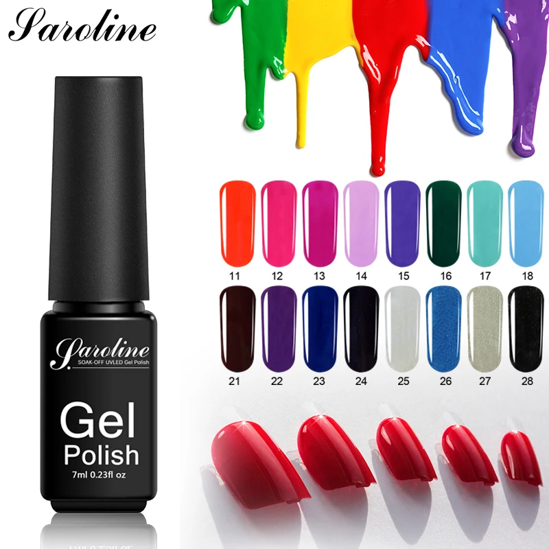 

Saroline Soak Off LED UV Lamp French Manicure Gel Varnish 29 Colors Quality Uv Nail Gel Polish Semi Permanent Lucky Gel Lacquer