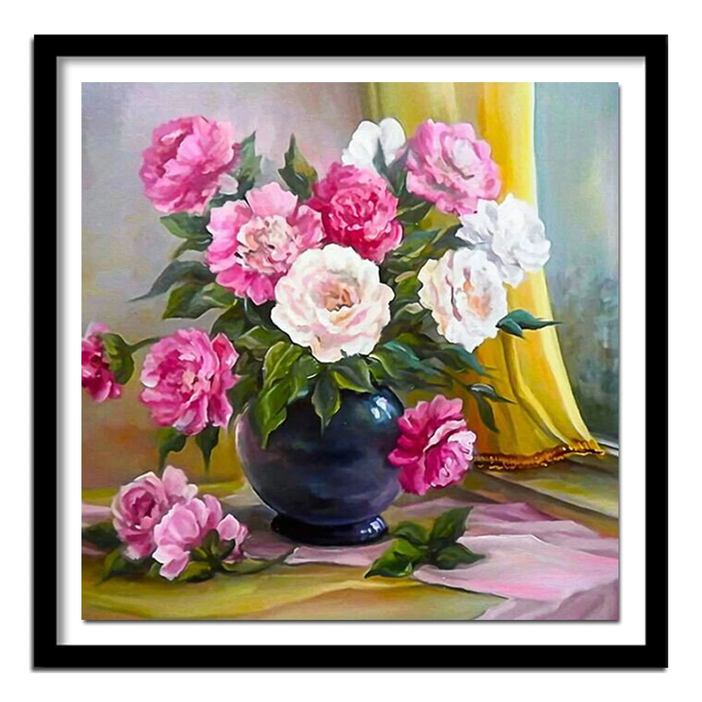 Pittura Diamante 5D Peonia, Mazayka, Fiori Ricamo Diamante, 5D, Ricamo Diamante