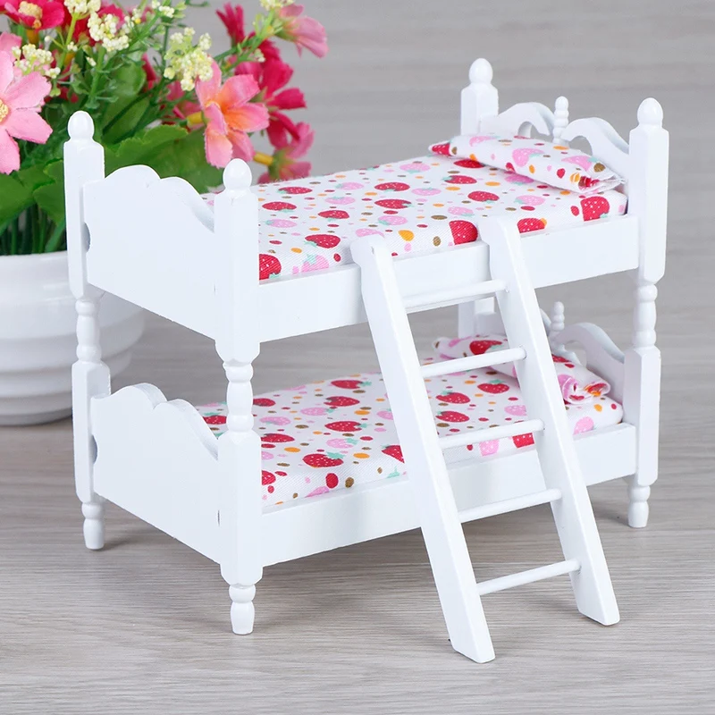  1:12 Handmade Toy House Children'S Play House Bedroom Bunk Bed Dolls Furniture Accessories Children