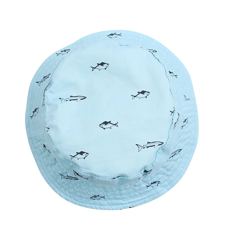 Cute Fish Baby Boys Hat Cotton Bucket Hat For Boys Spring Summer Kids Sun Cap Beach 2 Side Children Cap 0-4Y Baby Boys Clothing (26)
